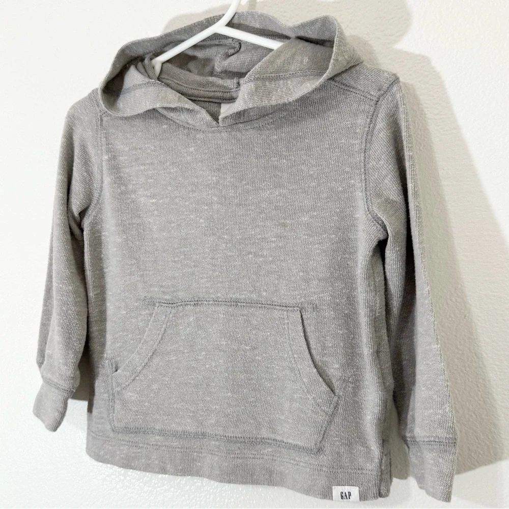 BABY GAP • TODDLER BOYS' SILVER LONG SLEEVE SNIT HOODIE - 2T - Picture 4 of 9